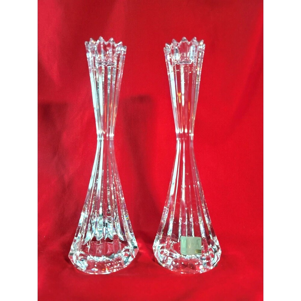 Crystal Candlestick Holders MIKASA Viscount Elegant Heavy Ribbed Home Decor